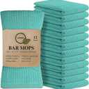 Softolle Bar Mop Towels, Pack of 12-16x19 Inches - 100% Cotton Super Absorbent Towels, Multi-Purpose for Home and Bar Cleaning (Aqua)