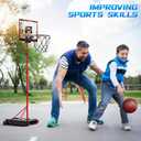 Basketball Hoop for Kids, 4 in 1 Kids Basketball Hoop and T Ball Set with Hanging Baseball Hoop, Toddler Basketball Toys, 2.98-5.8ft Adjustable Basketball Set for Indoor & Outdoor Backyard Sport Game