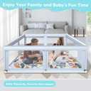 Fshibila 65" 50" Large Baby Playpen with Mat, Baby Playard for Babies and Toddlers, Play Pens for Indoor & Outdoor, Sturdy Safety Play Yard with Soft Breathable Mesh, Anti-Fall, Grey