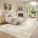 Washable Area Rugs 10x14, Soft Large 10x14 Rugs for Living Room Non-Slip Vintage Beige Indoor Carpet Stain Resistant Rugs for Dining Room Bedroom Nursery Kid & Pet Friendly