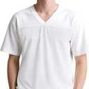 Football Jersey Blank Mesh Hip Hop Short Sleeve Shirt Plain Practice Sport Uniform Gift for Men S~3XL (White)