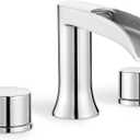 Waterfall Bathtub Faucet Set, Chrome Deck Mount Tub Faucet High Flow Brass Bath Tub Faucets 6-16 Inch 2 Handle Widespread Roman Tub Faucet 3.25 gal/Min Psi 60 1/2" Water Supply Line No Leaks