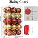 SHareconn 30ct 2.36 Inch Christmas Tree Balls Ornaments, Colored Shatterproof Plastic Decorative Baubles Decorations for Xmas Tree Decor Holiday Party Wedding Decoration (Red & Gold, 60mm)