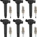 Ignition Coil & Iridium Spark Plug 6Pcs Compatible with Toyota Camry RAV4 Sienna Avalon Highlander Venza 3.5L 2006-2017,Compatible with Lexus IS250 RX350 RX450h 2.5L 3.5L 2006-2015 UF487 90919-A2002