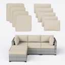 9 Pcs Outdoor Patio Cushions Covers Replacement Waterproof with Zipper for 5 Pcs Patio Furniture Set, Covers Only