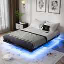 OLEVS Floating Bed Frame Full Size with Smart LED Lights and Charging Station - Modern Metal Platform Bed, Easy Assembly No Box Spring Needed