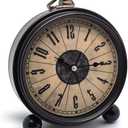 Oxmidud 5'' Retro Vintage Metal Desk Alarm Clock - Non-Ticking Silent Antique Analog Table Clock - Battery Operated Quartz Clock for Bedside Desk Table Bedrooms Living Room Home Office Decor
