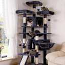 Hey-brother Cat Tree, 71 inches XL Large Cat Tower for Indoor Cats, Multi-Level Cat House with 3 Padded Perches, Big Scratcher, Cozy Basket, 2 Cat Condos and Scratching Posts, Smoky Gray MPJ034G