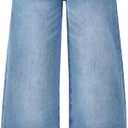 Jeans for Girls Baggy Wide Straight Leg High Waisted Tween Denim Pants Y2k Size 12 Skater Light Blue Streetwear