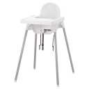 IKEA ANTILOP High chair with tray, white/silver color