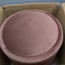 HomePop 18" Storage Round Ottoman - Blush Pink Velvet, 17.5"D x 17.5"W x 18"H