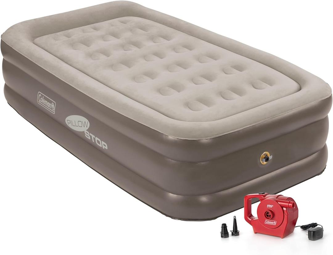 Coleman SupportRest Double-High 18" Twin Air Mattress | Indoor and Outdoor Raised Airbed with 120V Rechargeable Air Pump | Blow Up Air Mattress for Camping
