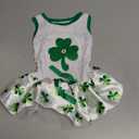Petitebella Green Clover Puppy Dog Dress (White/Clovers, Large)