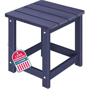 LZRS Square Patio Side Table, Heavy Duty HDPE Outdoor End Table with Wood Texture, Weatherproof Composite Table for Adirondack Chairs, Deck, Pool, Indoor/Outdoor, No Peeling or Cracking(Navy Blue)