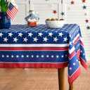 Horaldaily 4th of July Tablecloth 60x104 Inch, Patriotic Memorial Day Independence Day American Flag Table Cover for Party Picnic Dinner Decor