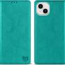 ZZXX for iPhone 14 Wallet Case with [RFID Blocking] Card Slot Stand Strong Magnetic Leather Flip Fold Protective Phone Case for iPhone 14 Case Wallet(Lake Blue-6.1 inch)