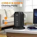 AiJoy Tower Surge Protector Power Strip, 14-Device Charging Station with 9 AC Outlets & 5 USB (2 USB-C), 1200J Surge Protection, 6.5FT Flat Plug Extension Cord, Wide-Spaced Outlets, Individual Switch