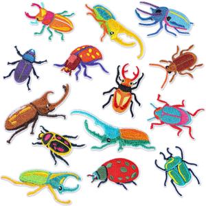 Lyrow 14 Pcs Beetle Embroidered Patch Vintage Insects Bug Iron on Applique Fabric Patches Unicorn Beetle Decoration or DIY Jeans Jacket Clothing Bag Caps Arts Craft Sewing Making