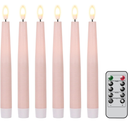 Yongmao Real Wax Flameless Taper Candles With Remote, 9.6 Inches LED Window 3D Wick Flickering Battery Operated Warm Light Set of 12 for Christmas Home Wedding Decor (Rose Gold)