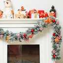 Riceshoot 6.5 ft Gingerbread Christmas Garland Decoration for Mantel Flocked Berkshire Spruce Gingerbread Cookies Christmas Decorations for Front Door Fireplace Kitchen Table Centerpiece Outdoor