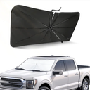 Soruci Windshield Sun Shade Umbrella for Tesla Cybertruck 2024 2025 Truck Accessories, Titanium Silver Coating for UV Ray Block Foldable Car Front Window Sunshade with Storage Pouch Keep Cool