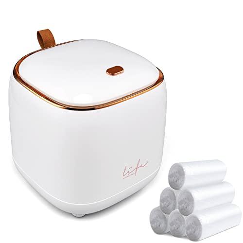 Business King Mini Trash Can 1.6L/0.4 Gallon with Trash Bags 180pcs, Tiny Small Desktop Trash Bin with Lid, Countertop Mini Garbage Bin for Home, Office, Kitchen, Bedroom, Bathroom (White)