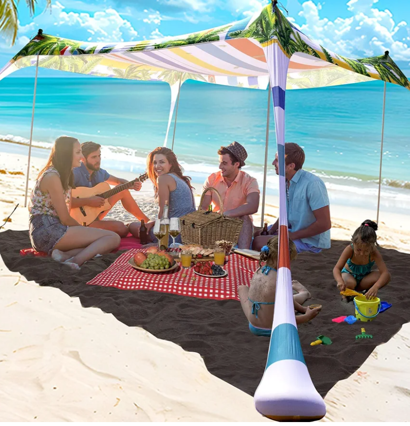SUNWISHA Beach Tent Sun Shelter 10x10FT, Portable Shade Canopy UPF 50+, with 4 Aluminum Foldable Poles, Protection Beach Shade Canopy, Camping, Fishing, Picnics, Backyard Picnics SUNWISHA Beach Tent Sun Shelter 10x10FT, Portable Shade Canopy UPF 50+, with 4 Aluminum Foldable Poles, Protection Beach Shade Canopy, Camping, Fishing, Picnics, Backyard Picnics
