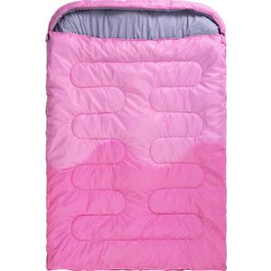 Sleeping Bag - Double Camping Sleeping Bags 2 Person for Adults Kids Boys Girls for Hiking Backpacking - Warm Cold Weather Lightweight Portable with Compression Bag for Indoors Outdoors Activities (Pink)