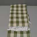 JIALE Checkered Table Cloth Square Cotton Linen Fabric Gingham Tablecloth with Tassel Washable Wrinkle Free Buffalo Plaid Table Cover for Spring Picnic Kitchen Dining, Green, 55X55''