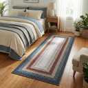 MilleLoom Area Rugs 6x9 Washable Rugs for Living Room Bedroom Modern Braided Print Soft Rugs Rustic Stain-Resistant Foldable Mat Non Slip Low Pile Cottage Carpet for Dining Farmhouse Office Red/Blue