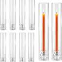 Glass Hurricane Candle Holders 10 Pack 12.6" Open Ended Candlestick Tubes | Clear Bottomless Cylinders Suitable for Taper LED Candles for Wedding Party Christmas Table Centerpiece Decor