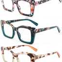 REAVEE Oversized Square Reading Glasses for Women, Blue Light Blocking Large Frame Computer Readers Spring Hinge, 1.75 x