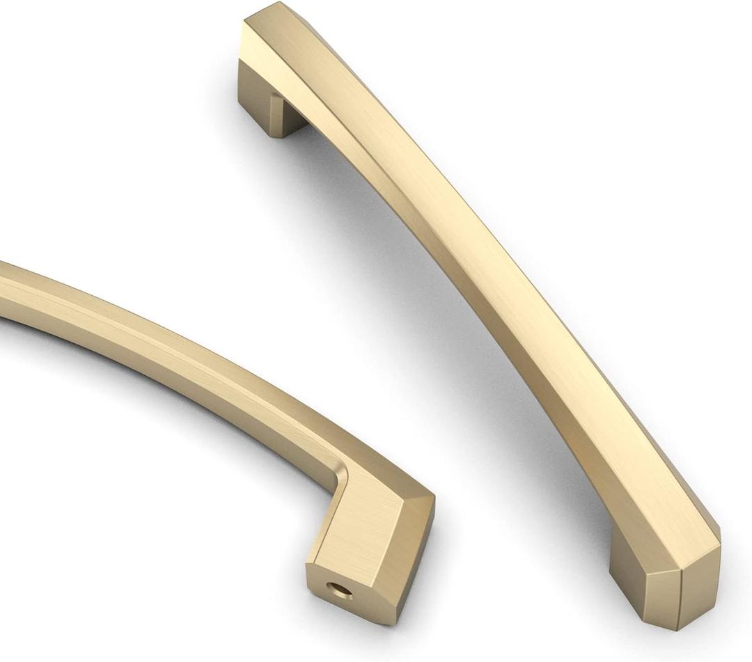 Asidrama 10 Pack 4 Inch(102mm) Brushed Brass Kitchen Cabinet Handles, Cabinet Pulls Kitchen Gold Cabinet Hardware for Cupboard Drawer Pulls