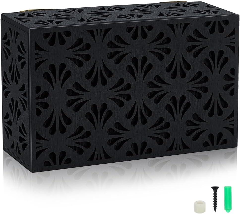 CUTHOLLOW Doorbell Chime Cover Box Plate for Wall Inside, Aesthetic Wooden Doorbell Cover for Home Upgrade Outdoor Indoor, Universal Fit and Easy to Install Decorative Modern Doorbell Box Only, Black