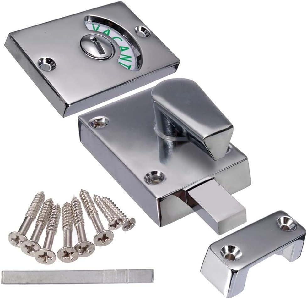 Door Lock Indicator, Toilet Bathroom Lock Vacant/Engaged Chrome Latch, Indicating Occupied, DeadBolt Privacy Partition Door Locks Latch for Bathroom Public Restroom Toilet(Polished Chrome,Size:1PC)