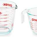 Pyrex Essentials (2-Pack) Glass Measuring Cups Set, (1 & 2 Cup) Measuring Cups For Prepping, Baking and Cooking, Preheated Oven, Dishwasher, Freezer, and Microwave Safe