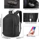 Tzowla Travel Laptop Backpack Water Resistant Anti-Theft Bag with Giant Tumbler Holder Pocket and Lock 17.3 Inch Computer Business Backpacks for Women Men Work College Gift,Casual Daypack(Black)