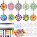30 Sets Spring Mandala Suncatchers Crafts for Adults, Easter Holi DIY Stained Glass Art Kits Paint Your Own Window Ornaments for Mother's Day Party Birthday Activity Home Decor