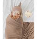 MairMore Baby Swaddle Receiving Blankets with Matching Beanie Set Newborn Nursery Swaddle Wrap for Baby Girls and Boys (Brown)
