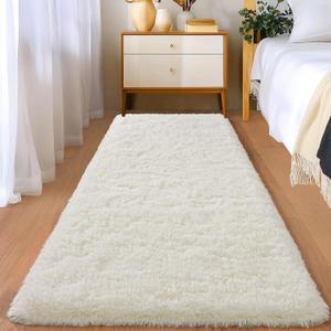Soft Runner Rugs for Bedroom Hallways, 2x6 Area Rugs for Living Room, Modern Shaggy Carpets Fuzzy Rug for Boys Girls Dorm Nursery Home Decor Aesthetic, Upgrade Non-Slip Durable, Cream White