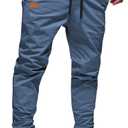 JMIERR Mens Casual Joggers Pants - Cotton Drawstring Chino Cargo Pants Hiking Outdoor Twill Track Jogging Sweatpants Pants (4X-Large, Blue)