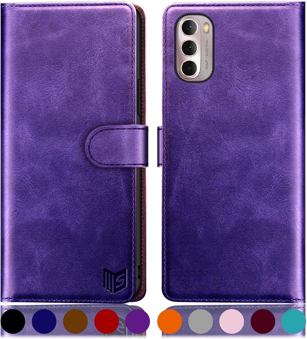 SUANPOT for Moto G Stylus 2022 4G Wallet case RFID Blocking Credit Card Holder, Flip Folio Book PU Leather Phone case Shockproof Cover Women Men for Stylus 2022 4G case (Purple)