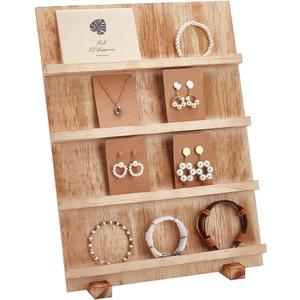 PH PandaHall 4 Tier Wooden Jewelry Display Stand, Earring Display Stands Rack Removable Showcase Rack, Retail Jewelry Display Card Holder for Selling Craft Jewelry Showing