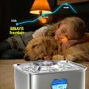 SIBAYS 15L Large Dog Water Fountain, 4 Gal Stainless Steel Pet Water Fountain for Dogs Inside, Ultra Quiet Automatic Dog Water Bowl Dispenser with Water Level Window & LED Light, Easy to Clean FS80