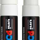 posca uni PC-8K Water-Based Paint Markers, Broad Tip (8mm), White, 2 Count