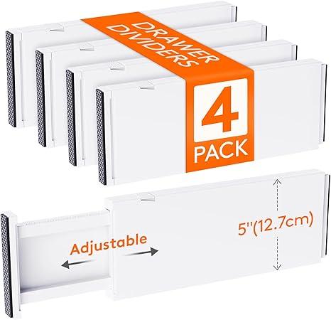 Lifewit 4 Pack Drawer Dividers 5" High, 13.5-22" Adjustable Clothes Organizers, Expandable Dresser Separators in Bedroom/Bathroom/Kitchen/Office Lifewit 4 Pack Drawer Dividers 5" High, 13.5-22" Adjustable Clothes Organizers, Expandable Dresser Separators in Bedroom/Bathroom/Kitchen/Office