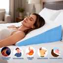 Wedge Pillow for Sleeping, 7.5" Bed Wedge After Surgery, Back Pain Relief, Memory Foam Pillow Triangle Incline Wedge for Back Support, Leg Elevation (White,Blue) 