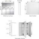 Design House Cyprus 25-in. Wide Medicine Cabinet, 3 Frameless Mirrored Doors, 2 Interior Shelves, Pre-Assembled, Surface or Recess Mounted, White/Clear, 25.1 in. W x 4.4 in. D x 24.5 in. H, 597484