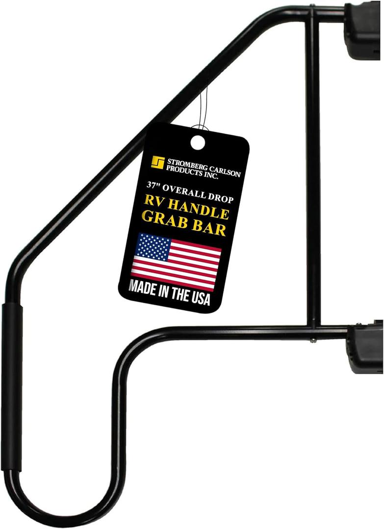 Stromberg Carlson AM-533 Lend-A-Hand Extended Assist Rail - RV Handrail, RV Handle Grab Bar by Door, Camper Hand Rail, RV Step Handrail, Trailer Door Handle, Grab Handle, 37" Overall Drop, Black Stromberg Carlson AM-533 Lend-A-Hand Extended Assist Rail - RV Handrail, RV Handle Grab Bar by Door, Camper Hand Rail, RV Step Handrail, Trailer Door Handle, Grab Handle, 37" Overall Drop, Black