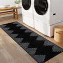 Seavish Black Runner Rug 2x6 Kitchen Runner Rugs Non Skid Washable Low Pile Thin Rugs for Entryway Indoor Bohemian Stripe Hallway Runner Rug Non Shedding Boho Floor Carpet Runner for Bedroom Laundry